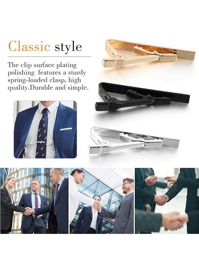 Quantum 4 PCS Tie Clips, Fashionable business lapel clip, Tie Clips for Men Elegant Metal Necktie Bar Pinch Clasp Wedding Party Gift - Image 4
