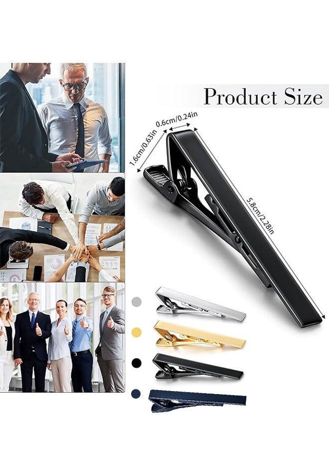 Quantum 4 PCS Tie Clips, Fashionable business lapel clip, Tie Clips for Men Elegant Metal Necktie Bar Pinch Clasp Wedding Party Gift - Image 2