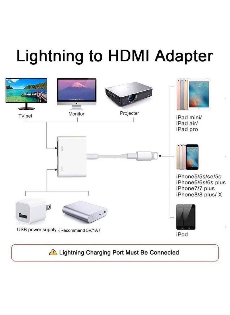 【Apple MFi Certified】 Lightning to HDMI Digital AV Adapter,1080P Video  Audio Sync Screen Converter AV Adapter with Charging Port for iPhone HDMI Converter to HD TV/Projector/Monitor Support All iOS - Image 4
