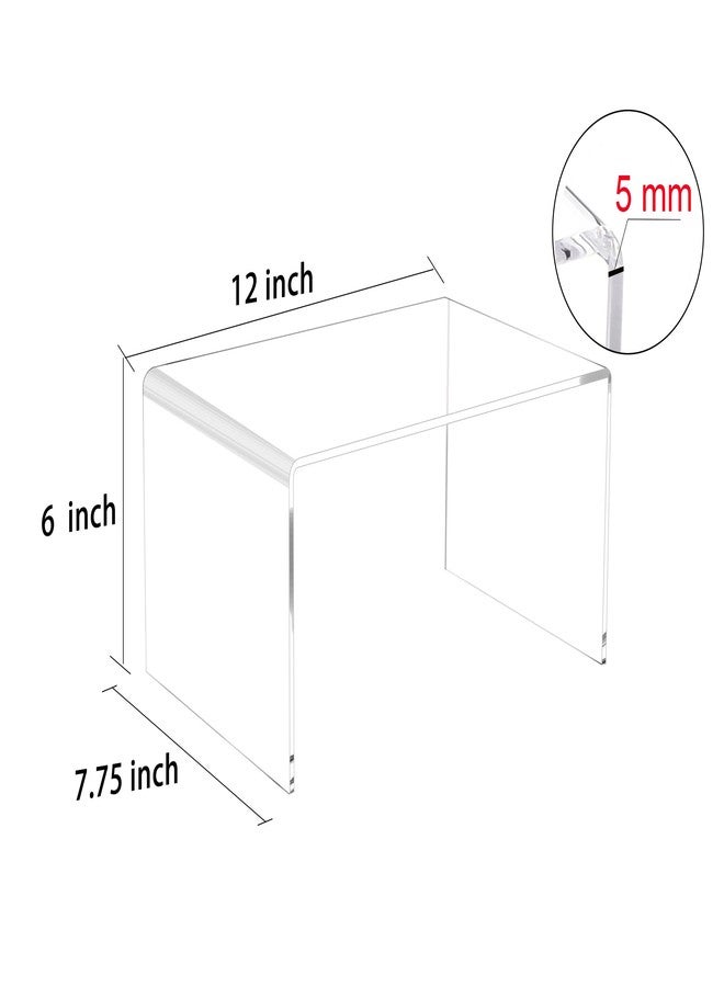 Jusalpha 2 PC Extra Large Clear Acrylic Risers, Acrylic Display Risers Shelf Showcase Fixtures for Jewelry, Display Stand for Amiibo Funko POP Figures, Cupcakes, Food Display, Cabinet- (12''x7.75''x6'', 2 sets - Image 2