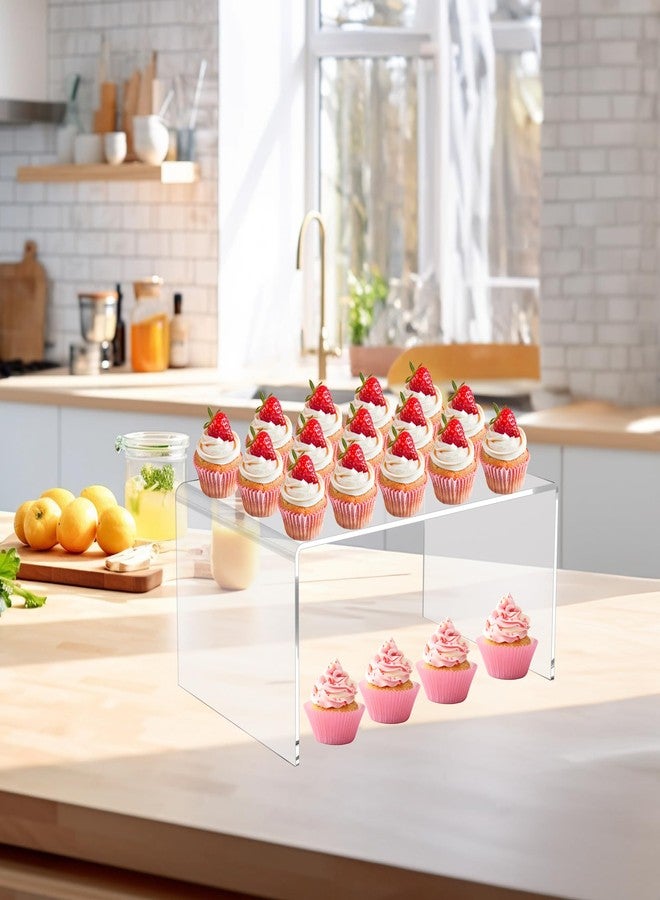 Jusalpha 2 PC Extra Large Clear Acrylic Risers, Acrylic Display Risers Shelf Showcase Fixtures for Jewelry, Display Stand for Amiibo Funko POP Figures, Cupcakes, Food Display, Cabinet- (12''x7.75''x6'', 2 sets - Image 3