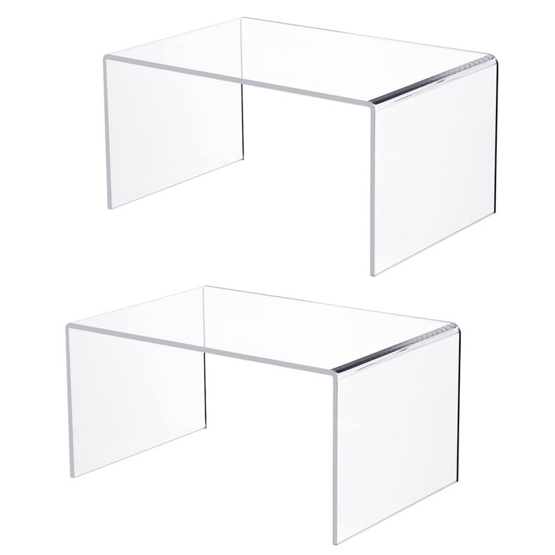 Jusalpha 2 PC Extra Large Clear Acrylic Risers, Acrylic Display Risers Shelf Showcase Fixtures for Jewelry, Display Stand for Amiibo Funko POP Figures, Cupcakes, Food Display, Cabinet- (12''x7.75''x6'', 2 sets - Image 1