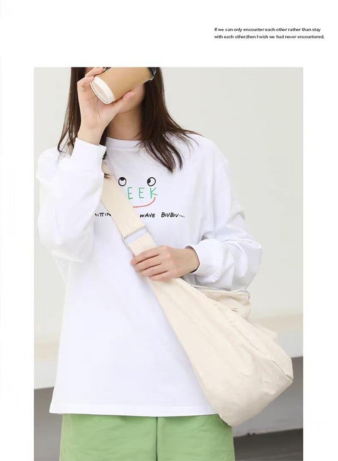 KARRESLY Nylon Crescent Crossbody Bag for Women Men Casual Tote Handbag(Beige) - Image 2