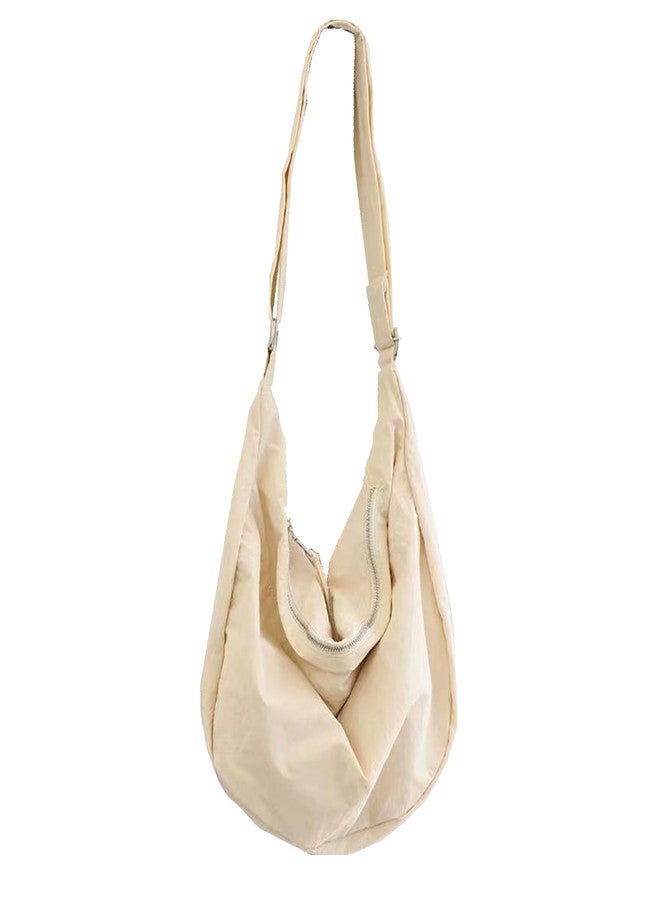 KARRESLY Nylon Crescent Crossbody Bag for Women Men Casual Tote Handbag(Beige) - Image 1