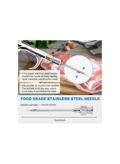 سيلفرسي إن سي Meat Injector Gun Pump with Hose, Stainless Steel Electric Marinade Injector 70W Meat Syringe Double Gun with 10 Needles for Roast Turkey, Pork, Beef (Double Gun)  - Image 2