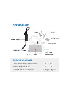 سيلفرسي إن سي Meat Injector Gun Pump with Hose, Stainless Steel Electric Marinade Injector 70W Meat Syringe Double Gun with 10 Needles for Roast Turkey, Pork, Beef (Double Gun)  - Image 5