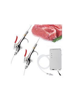 سيلفرسي إن سي Meat Injector Gun Pump with Hose, Stainless Steel Electric Marinade Injector 70W Meat Syringe Double Gun with 10 Needles for Roast Turkey, Pork, Beef (Double Gun)  - Image 1