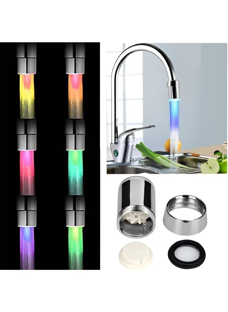 Prostuff.in Prostuffin 7 Color LED Light Changing Water Glow Temperature Sensor Shower Stream Water Faucet Tap Adapter for Kitchen Home Bathroom Glow Kitchen Tap Aerators Hot Silver Color 1 Pcs  - Image 1