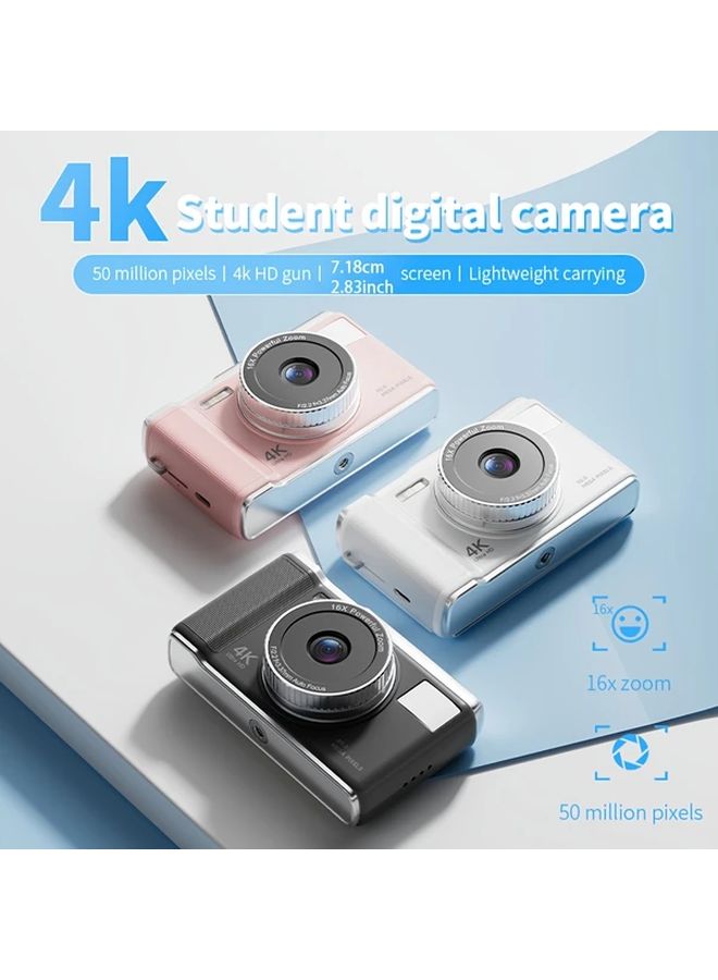White 4K Digital Camera 16X Zoom 2 8 Inch Screen FHD 1080P CCD LED Flash USB Charging 32GB TF Card - Image 3