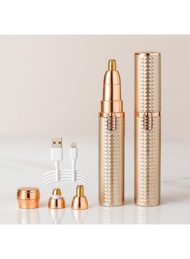 أداة تشذيب الحواجب للنساء، 3 في 1 مزيل شعر الوجه قابل لإعادة الشحن مع رؤوس قابلة للاستبدال، ماكينة حلاقة احترافية غير مؤلمة لإزالة شعر الحواجب مع أضواء مؤشرة (متعددة الألوان) - Image 1