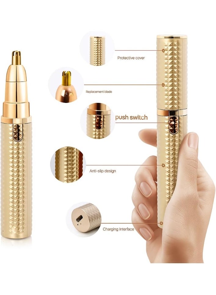 أداة تشذيب الحواجب للنساء، 3 في 1 مزيل شعر الوجه قابل لإعادة الشحن مع رؤوس قابلة للاستبدال، ماكينة حلاقة احترافية غير مؤلمة لإزالة شعر الحواجب مع أضواء مؤشرة (متعددة الألوان) - Image 4