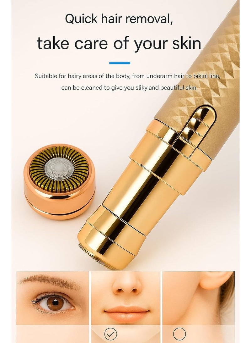 أداة تشذيب الحواجب للنساء، 3 في 1 مزيل شعر الوجه قابل لإعادة الشحن مع رؤوس قابلة للاستبدال، ماكينة حلاقة احترافية غير مؤلمة لإزالة شعر الحواجب مع أضواء مؤشرة (متعددة الألوان) - Image 5