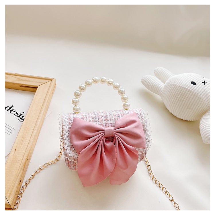 Kids Fashion Crossbody Bag with Chic Bow Princess Bow Pink