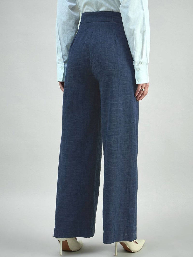 Powersutra Navy Blue High-Waist Trousers for Women - Image 3