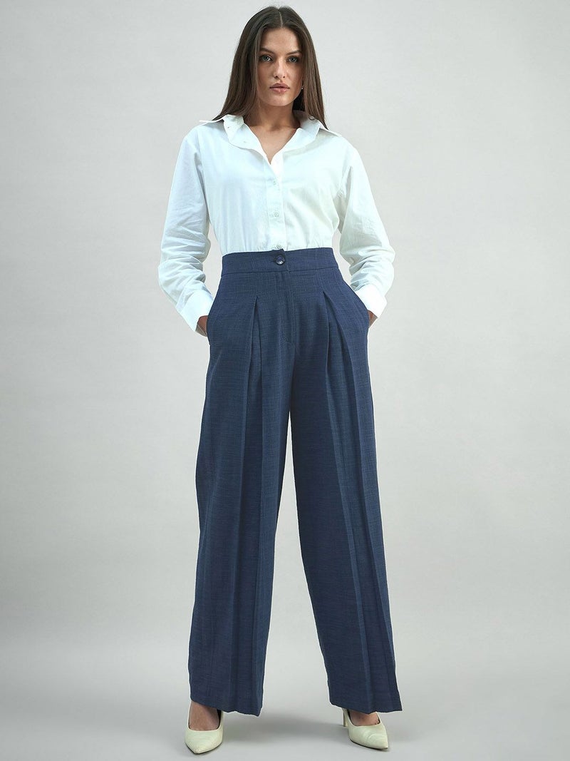 Powersutra Navy Blue High-Waist Trousers for Women - Image 5