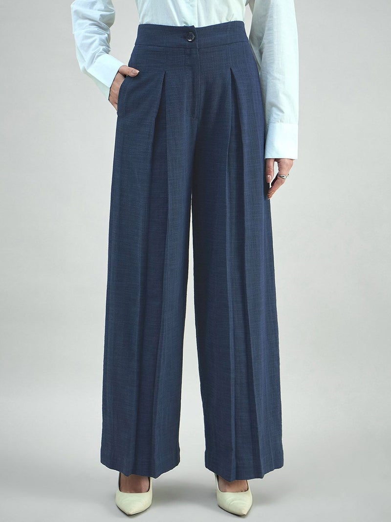 Powersutra Navy Blue High-Waist Trousers for Women - Image 1