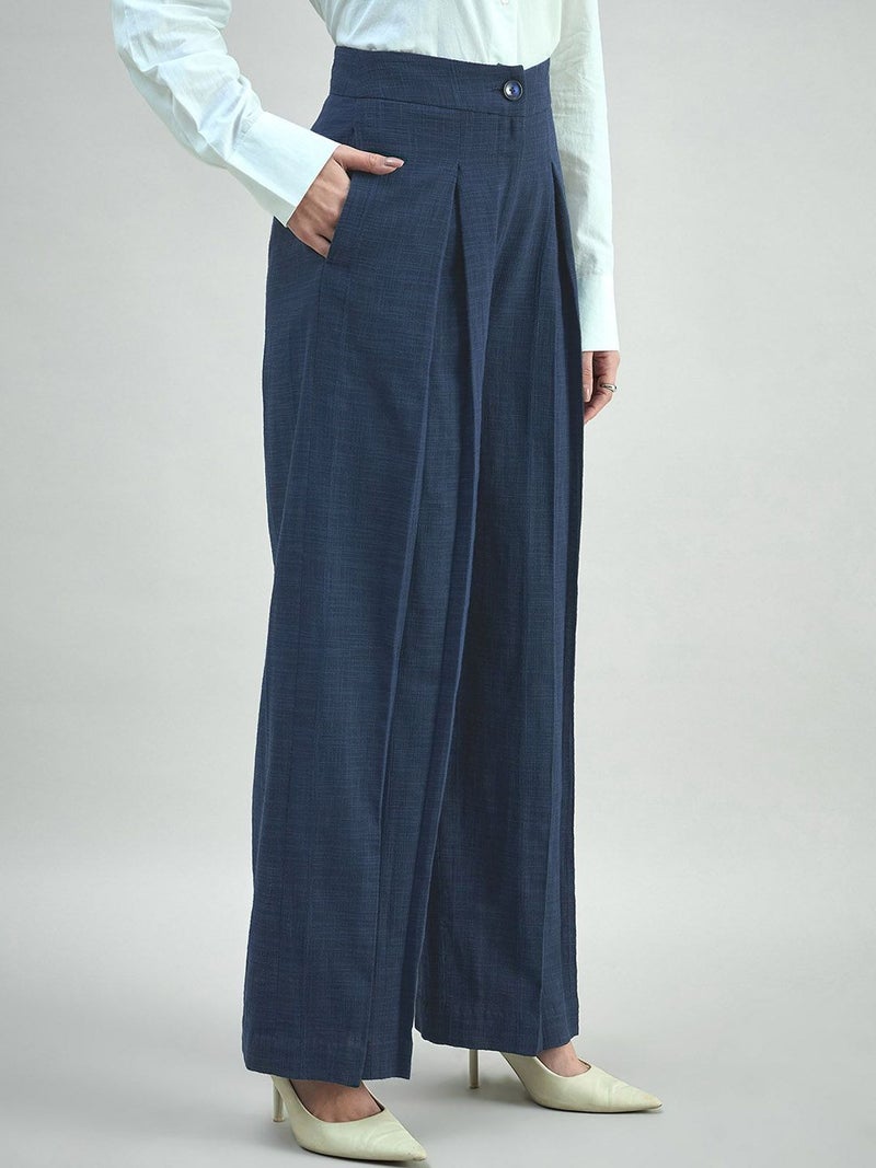 Powersutra Navy Blue High-Waist Trousers for Women - Image 2