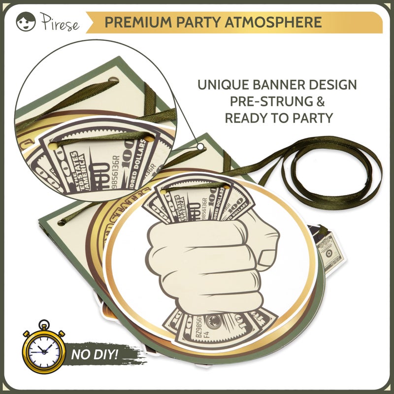 Pirese Money Happy Birthday Banner, Money Birthday Decorations, Money Party Decorations - Image 5