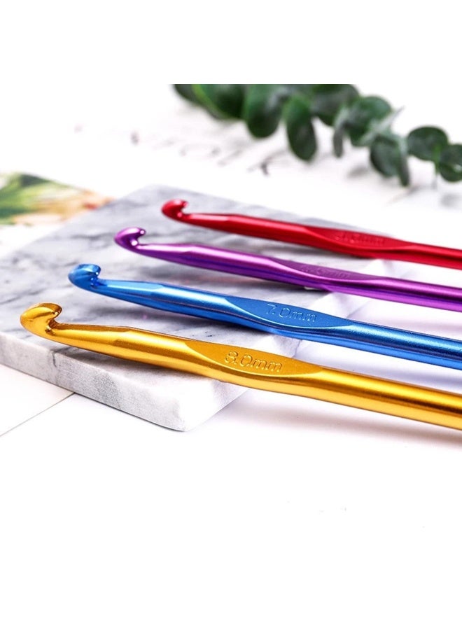 BCMRUN 14 Pieces Multicolor Aluminum Crochet Hooks Knitting Needles Craft Yarn 2-10Mm - Image 5