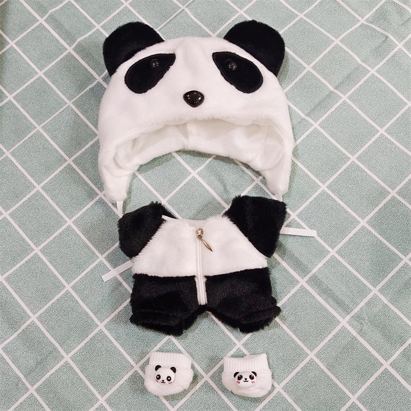 20cm Plush Dog Doll Clothes Set Cotton Sweaters Overalls Panda jumpsuit set of 3 