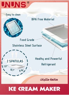 UNUNS صانعة الآيس كريم الفورية مع ملعقتين، آلة صنع الآيس كريم المجمدة للزبادي للملفوفة في المنزل، صينية الزبادي المجمد الفورية، هدايا للفتيات أو الأولاد  - Image 3