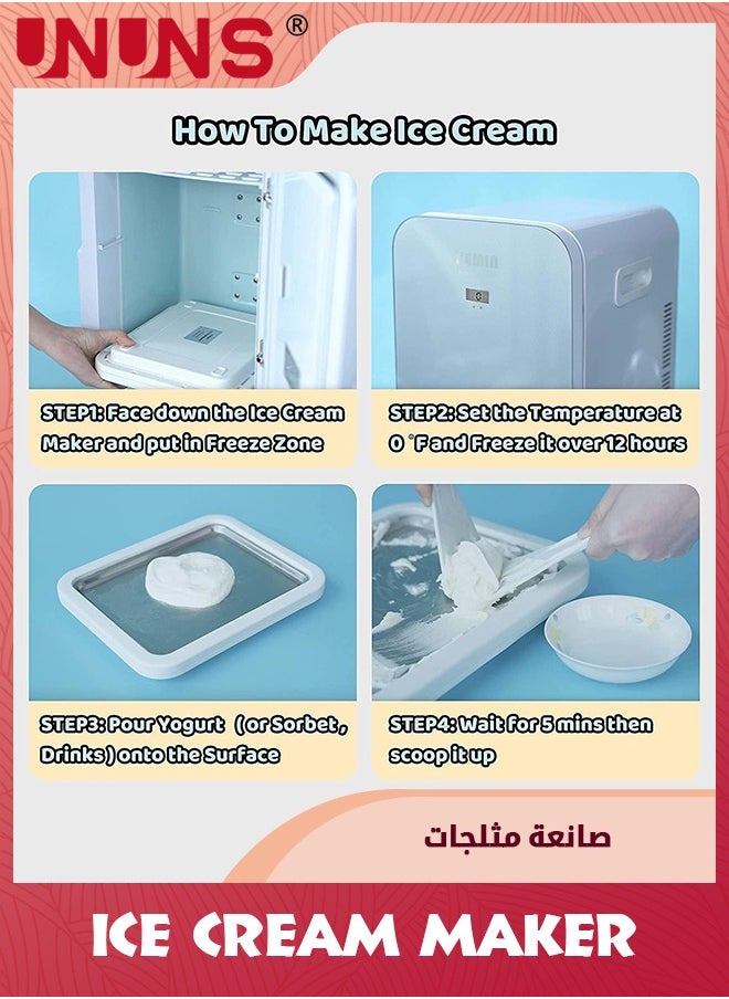 UNUNS - صانعة الآيس كريم الفورية مع ملعقتين، آلة صنع الآيس كريم المجمدة للزبادي للملفوفة في المنزل، صينية الزبادي المجمد الفورية، هدايا للفتيات أو الأولاد - Image 1