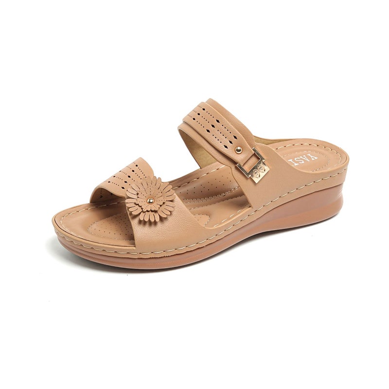 حذاء النساء زائد الحجم 2026 أزياء جديدة الزهور أسفين Sandals النساء ريترو أحذية واحدة حزام 3012-2 - Image 2