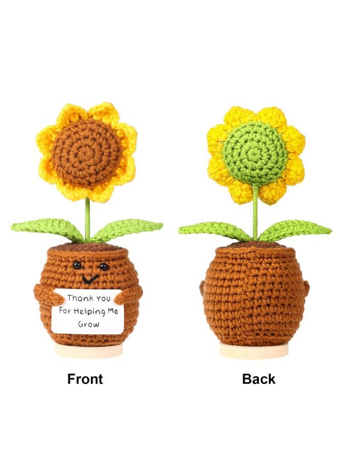 Lamyba Teacher Appreciation Gifts for Women,Handmade Positive Sunflower Crochet Doll, Inspirational Card, Keychains, Bracelet & Gift Box, Easter/Thank You Gifts for Teacher, Yellow - Image 3