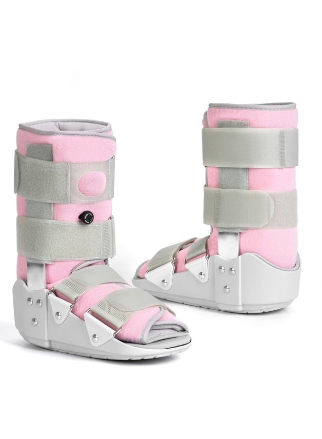 Medibot Medical Grade Fracture Boot - Adjustable Walking Cast for Foot & Ankle Injuries Secure Support for Broken Foot or Severe Sprain,Women's Small,Grey & Light Pink,Fits women's Shoe Size 4-6.5'' - Image 1