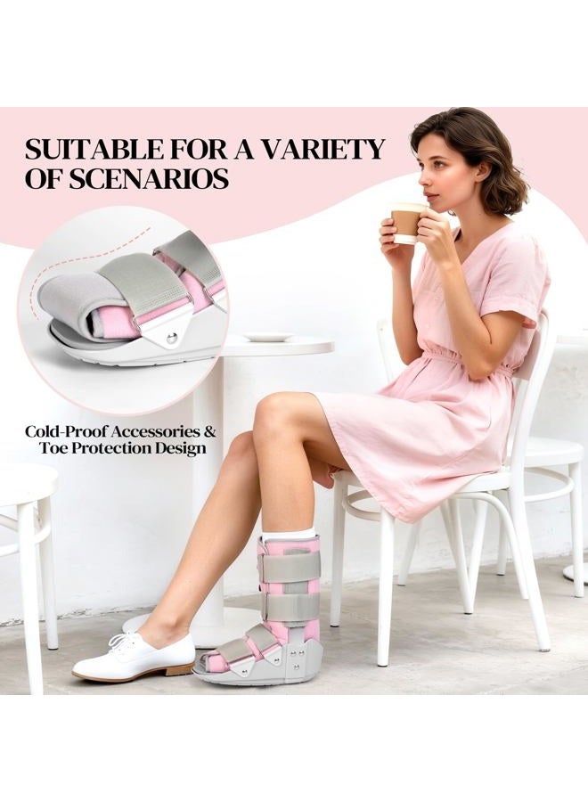 Medibot Medical Grade Fracture Boot - Adjustable Walking Cast for Foot & Ankle Injuries Secure Support for Broken Foot or Severe Sprain,Women's Small,Grey & Light Pink,Fits women's Shoe Size 4-6.5'' - Image 4