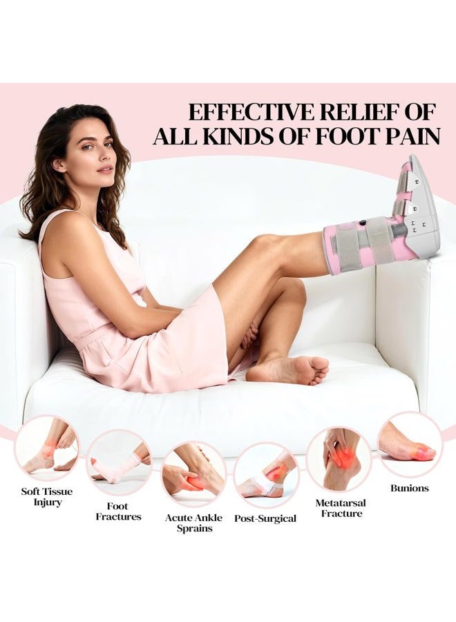 Medibot Medical Grade Fracture Boot - Adjustable Walking Cast for Foot & Ankle Injuries Secure Support for Broken Foot or Severe Sprain,Women's Small,Grey & Light Pink,Fits women's Shoe Size 4-6.5'' - Image 3