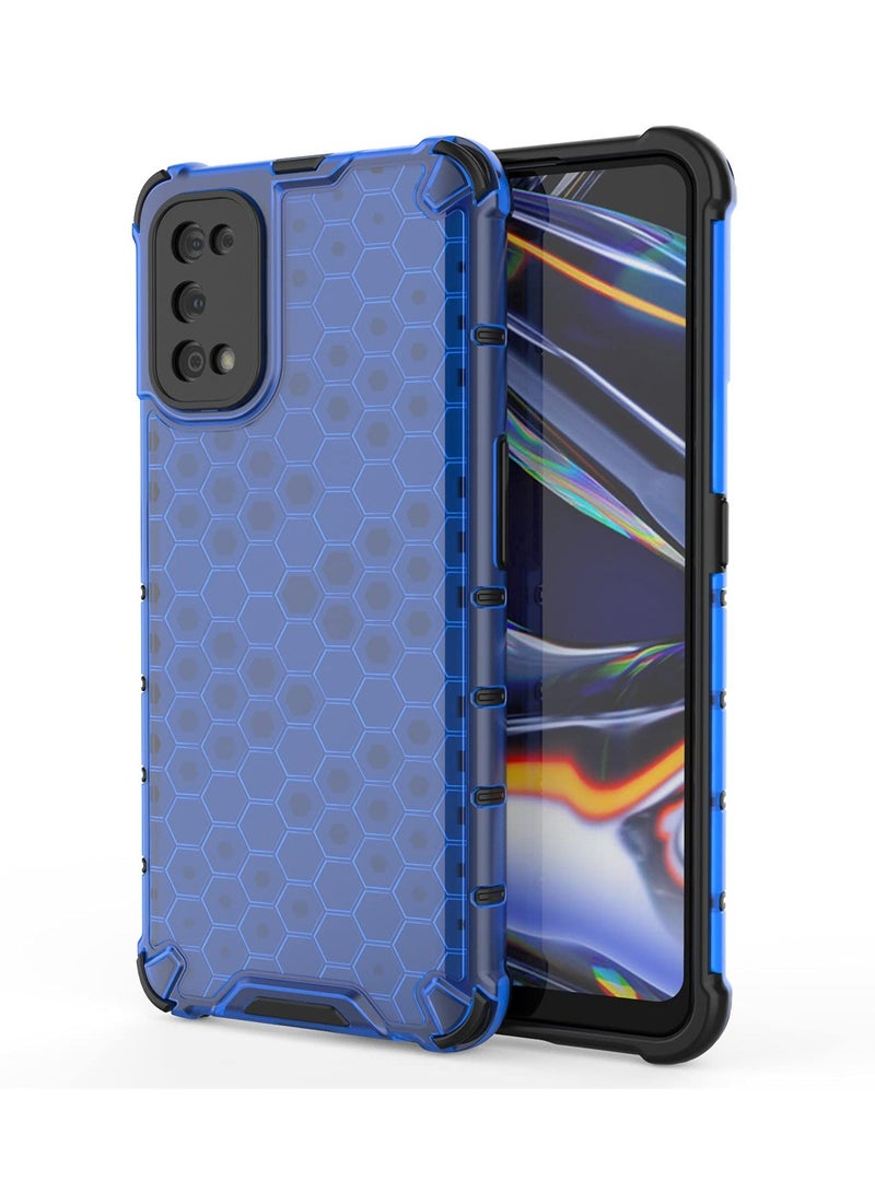 جراب حماية بتصميم خلية النحل، مقاوم للصدمات مع حماية للكاميرا متوافق مع Realme 7 Pro (ازرق) - Image 2