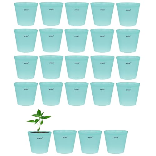Stoic Nursery Planter Pot Indoor and Outdoor 4 inches Plastic Flower Pots for Home/Office/Table/Garden/Balcony Decoration Pack of 24 Aqua Green - Image 1