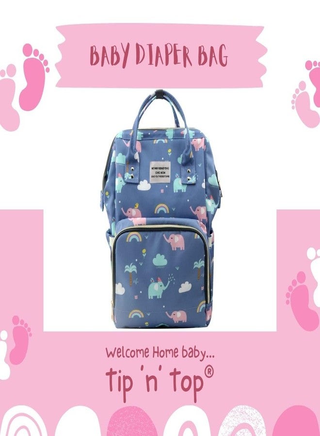 Tip 'n' Top Baby Diaper Bag Kids Travelling Bag with Insulated Bottle Pockets for Toddlers & Infants (Elephant Blue) - Image 3