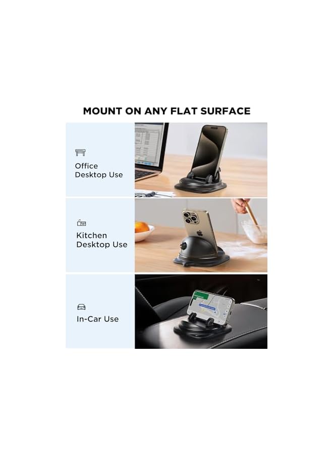 S-TOP Dashboard Phone Holder for Car, Upgraded Non-Slip Phone Pad for Car 360° Rotatable Silicone Car Phone Mount, Desk Phone Stand Compatible for All Phones GPS, Car Accessories - Image 3