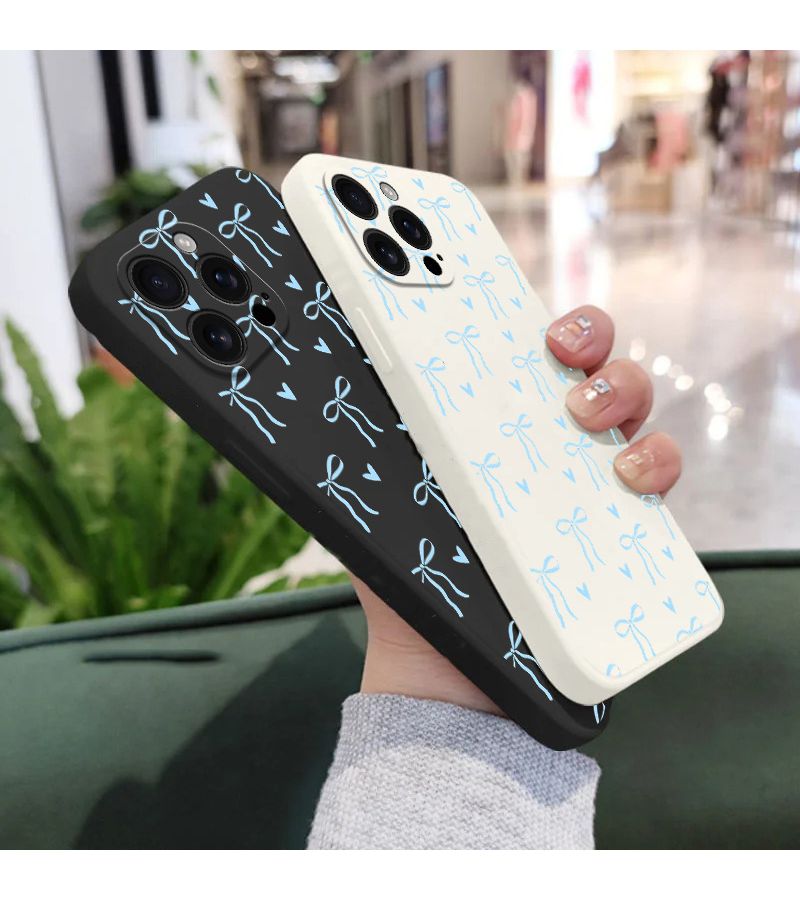 Phone Case Compatible With Honor X8b White Soft Clear Full Cover Small Hearts Bow Ribbon Anti Fingerprint - Image 3