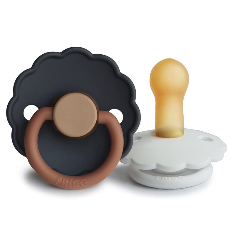 FRIGG لهاية FRIGG Daisy من المطاط الطبيعي للأطفال | مصنوعة في الدنمارك | خالية من BPA (أورورا/أبيض ساطع، 6-18 شهر) عبوة من 2 - Image 1