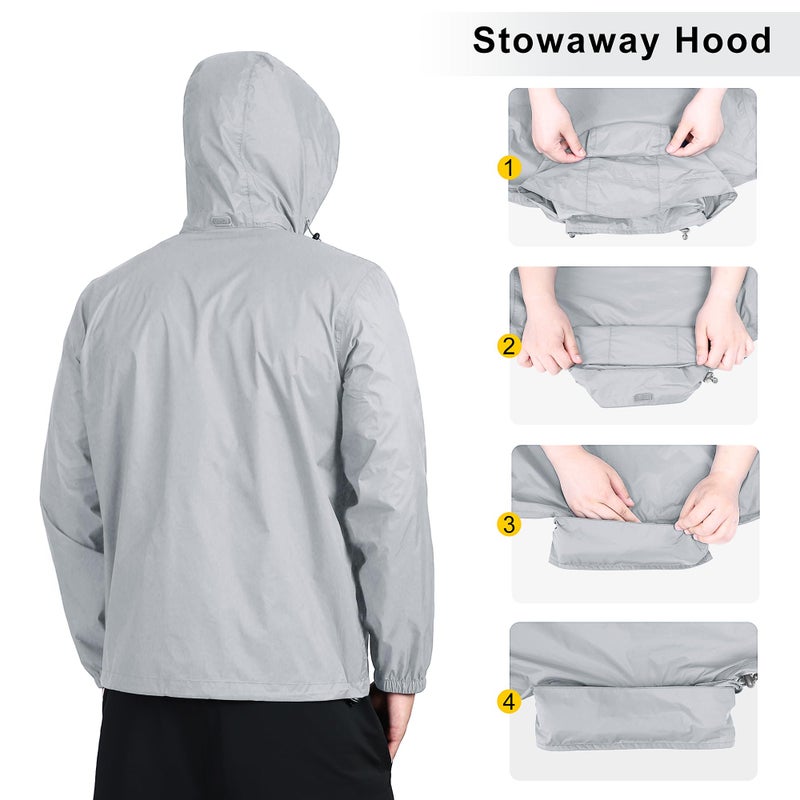 Outdoor Ventures Men's Rain Jacket Waterproof Lightweight Packable Rain Shell Raincoat with Hood for Golf Hiking Travel - Image 5