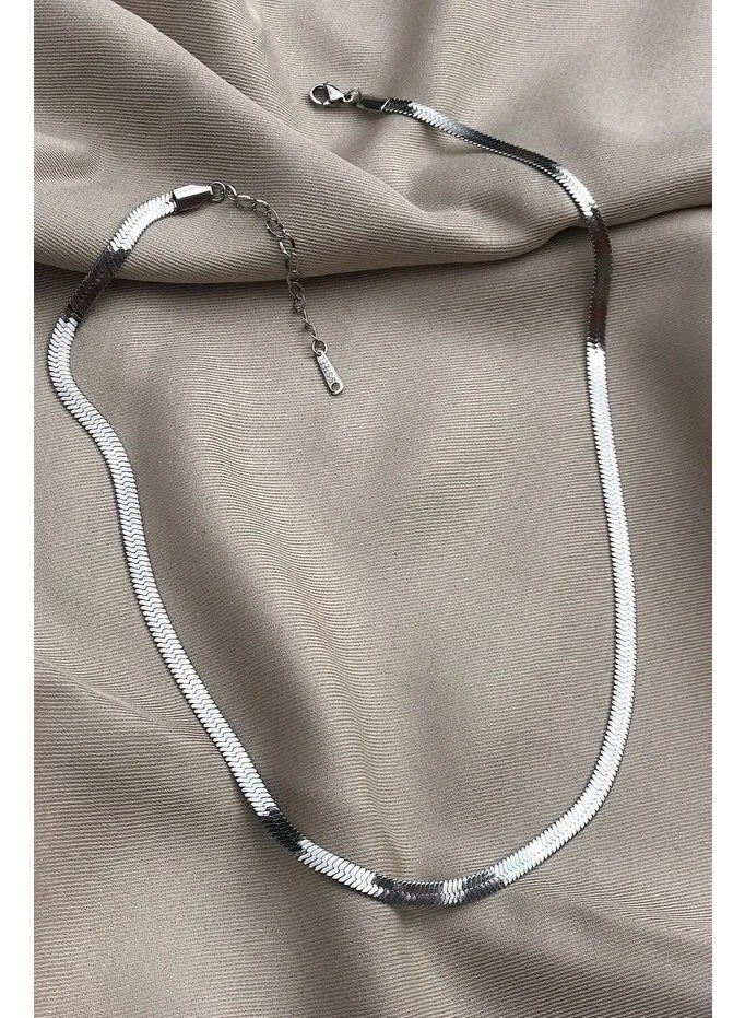 الفولاذ المقاوم للصدأ 3 مللي متر ثعبان العظام سلسلة قصيرة تصل إلى عظمة الترقوة الحب تمديد سلسلة ضوء الفاخرة بسيطة السيدات كل مباراة الأساسية قلادة - Image 4
