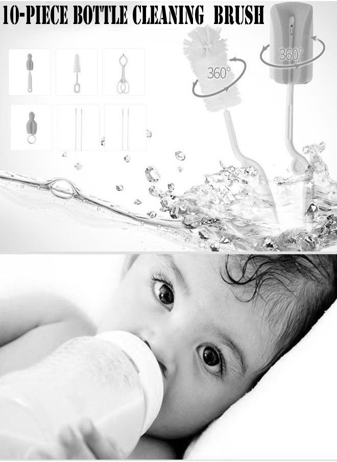 ZCM-HAPPY - 20 Piece 360 Degree Rotating Bottle Cleaning Brush Set For Baby Bottles, Pacifiers, Sports Bottles And Glassware - Image 1