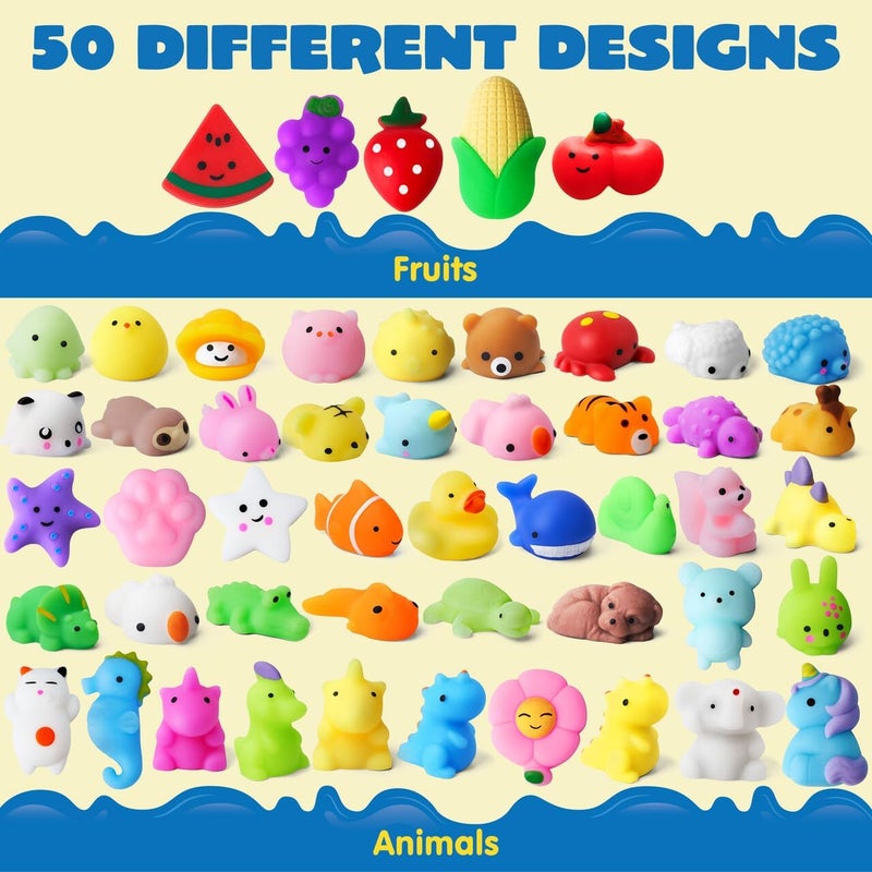 JOYIN Mochi Squishy Toy Set, 50 Pack Kawaii Squishies Party Favors for Kids, Stress Relief Fidget Toys, Birthday Gifts, Goodie Bag, Classroom Prizes - Image 3
