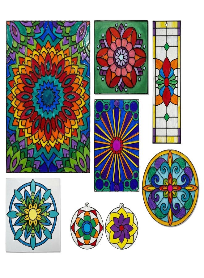 The Crafthives Mandala Glass Painting Kit | DIY Stained Glass Mandala Art Set with Acrylic Frames, Colours, Brushes & Outliner | Creative Glass Painting Craft Kit for Kids Beginners Adults - Image 1