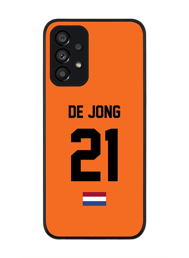 Stylizedd Rugged Black edge case for Samsung Galaxy A73 5G Slim fit Soft Case Flexible Rubber Edges Anti Drop TPU Gel Thin Cover - Football Team - Netherlands Player Name - De Jong - Image 1