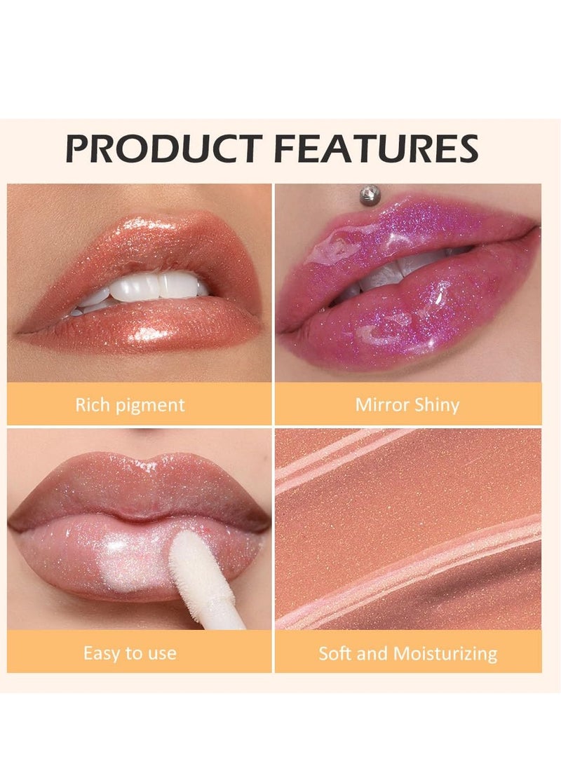 SYOSI 3Pcs Fruit Hydrating Glaze Lip Glow Oil Gloss Set Pink Pearl white Gold Moisturizing Plumping Plumper Shimmery Tinted Butter Lip Lio Tint Gloss Oil Stain Oul Pil Lipoil Ool Oli Okl Candy Apple  - Image 3