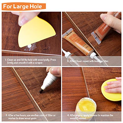 REALINN Wood Furniture Repair Kit- Set of 28 - Touch Up Markers, Fillers with Wood Putty - Repair Scratch, Cracks, Hole, Discoloration for Wooden Door, Floor, Table, Cabinet - Image 5