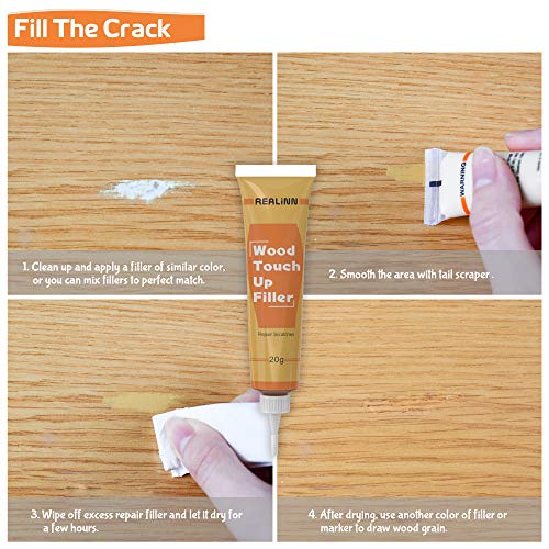 REALINN Wood Furniture Repair Kit- Set of 28 - Touch Up Markers, Fillers with Wood Putty - Repair Scratch, Cracks, Hole, Discoloration for Wooden Door, Floor, Table, Cabinet - Image 4
