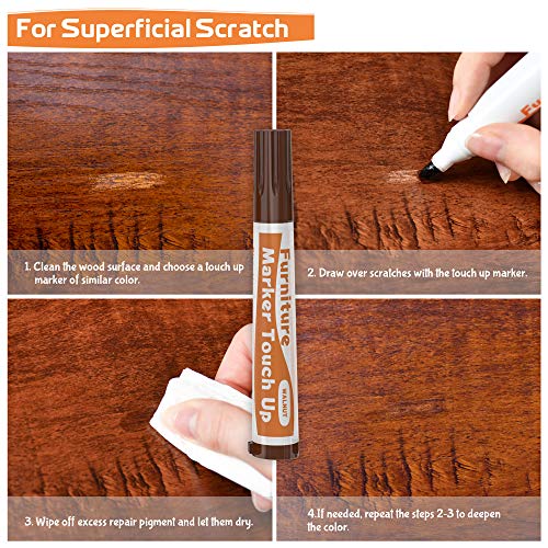 REALINN Wood Furniture Repair Kit- Set of 28 - Touch Up Markers, Fillers with Wood Putty - Repair Scratch, Cracks, Hole, Discoloration for Wooden Door, Floor, Table, Cabinet - Image 3