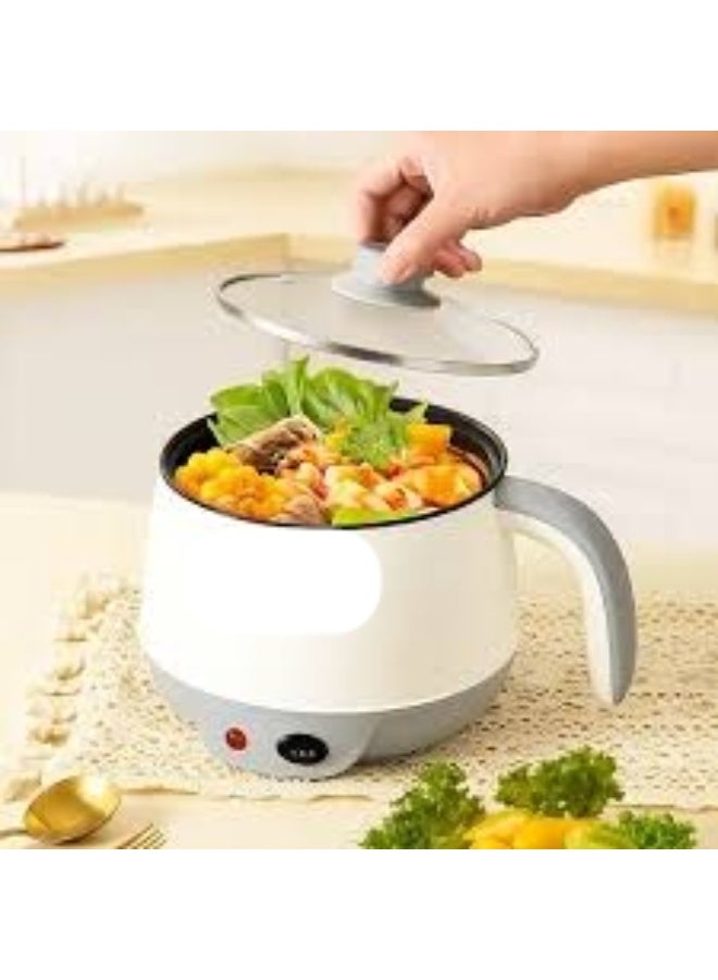 Kimaya 1.5L Electric Cooking Pot Non-stick With Glass Lid Rice Noodles Eggs Ramen Hot Pot Cooker
