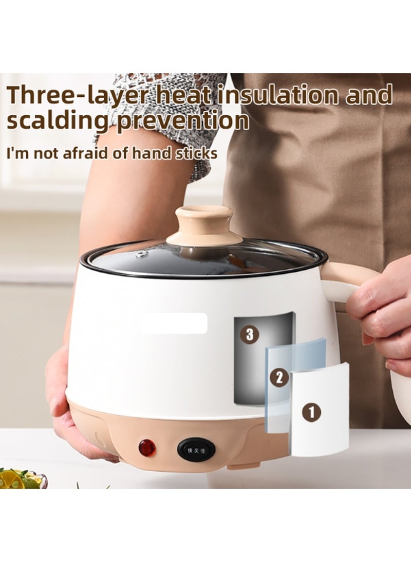 Kimaya 1.5L Electric Cooking Pot Non-stick With Glass Lid Rice Noodles Eggs Ramen Hot Pot Cooker - Image 3
