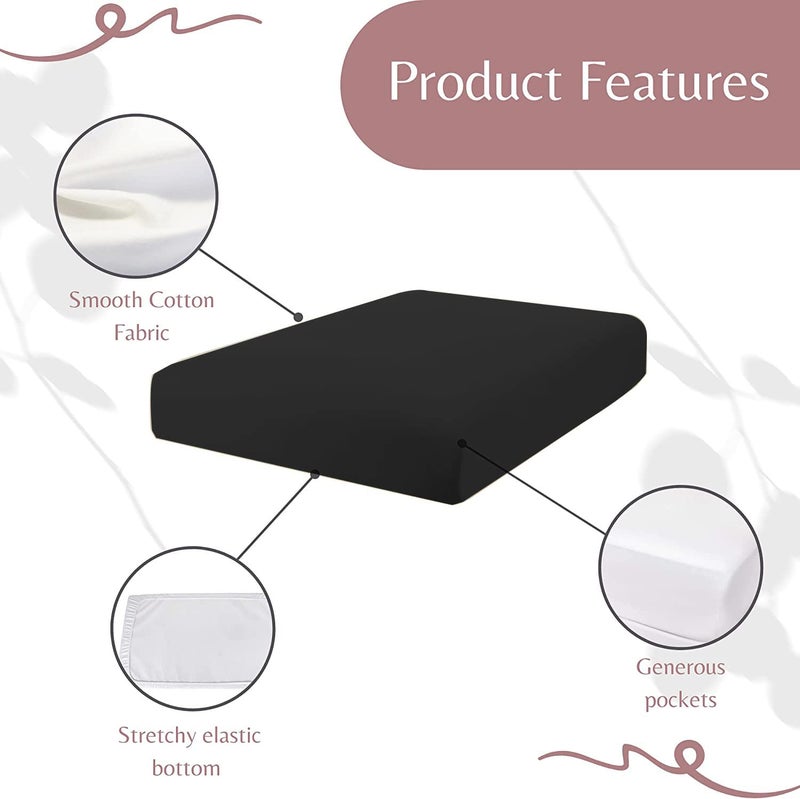 Superity Linen Full XL Fitted Sheet - 100% Cotton Cool Breathable Soft and Comfortable  Machine Wash and Dry (Full Extra Long (54x80) Black - Image 5